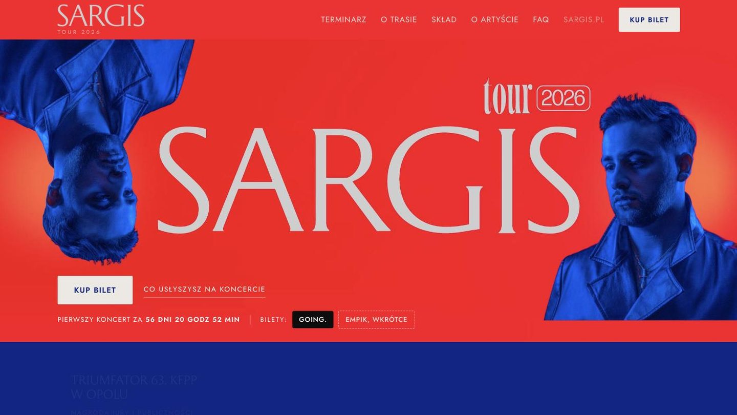 Проект iMarketing: SARGIS TOUR 2026 - сайт концертного тура и продажа билетов
